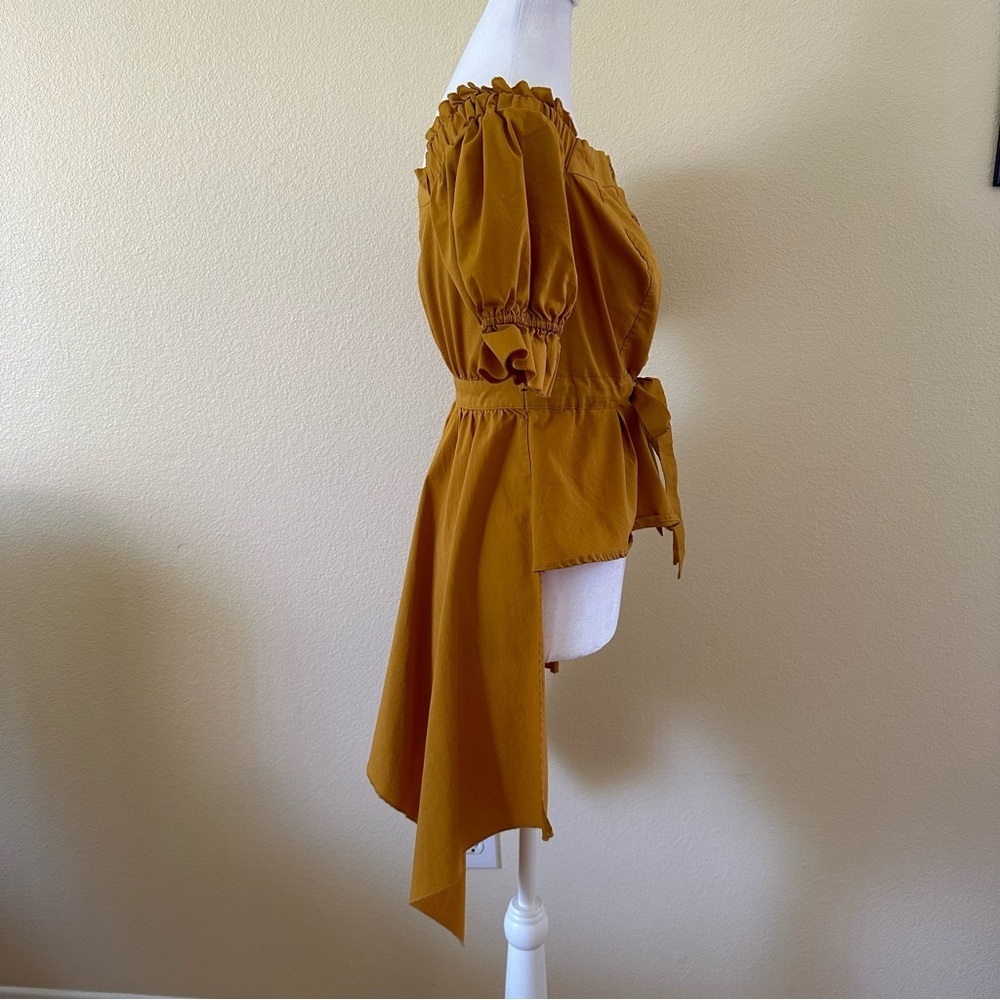 New York & Company 7th Avenue Design Studio High Low Blouse Gold Size XS - Picture 3 of 9